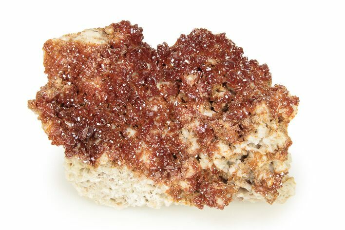 Glittering, Ruby Red Vanadinite Crystals on Barite - Morocco #278254